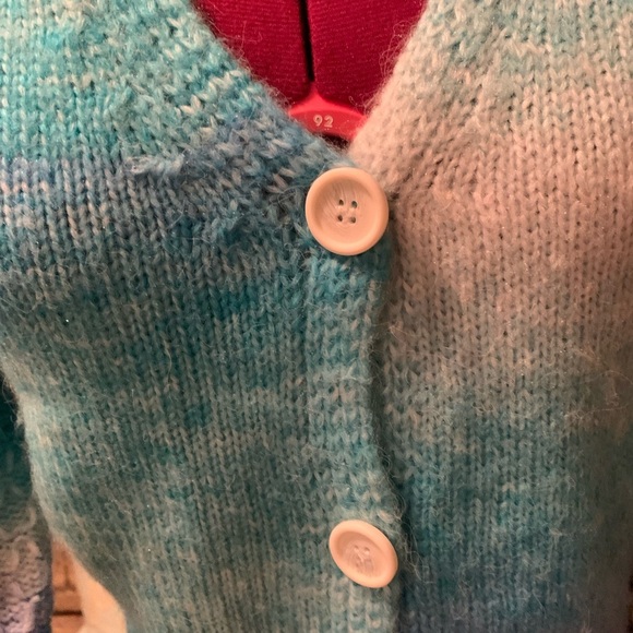 NWOT Shein Multi Colored Ombré Cropped button front sweater - Picture 3 of 12